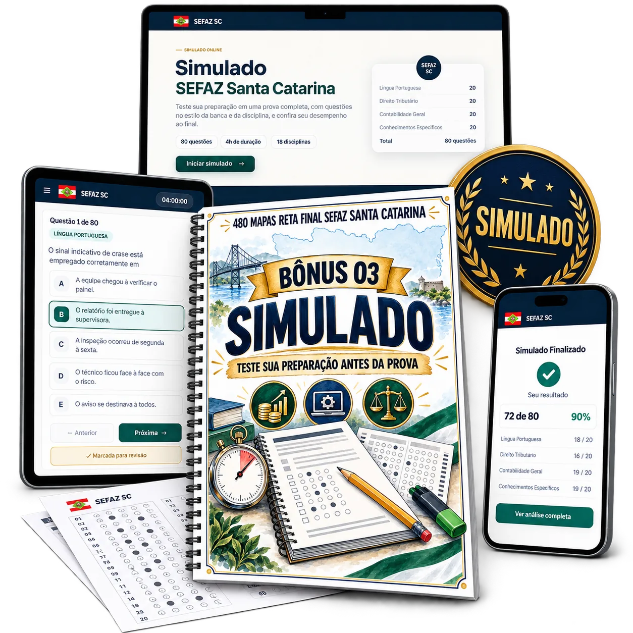 Mockup do Simulado SEFAZ Santa Catarina
